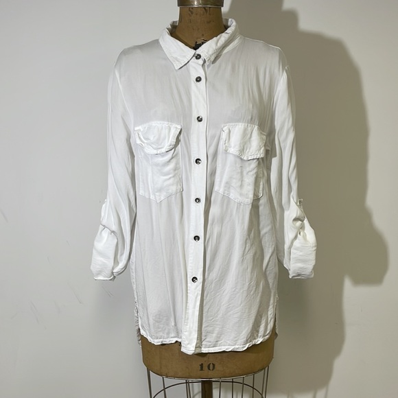 Free for Humanity White Skull Button Down Top Size Medium - Picture 5 of 7